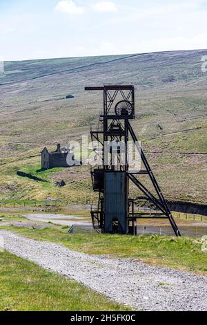 Macchinario Abandonded alla miniera di Groverake (piombo e fluorite) sulle Pennines a Redburn Common vicino Rookhope a Weardale, contea di Durham Regno Unito Foto Stock