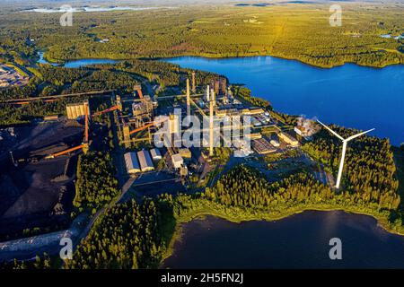 Windräder aus der Luft | Luftbilder von Windrädern in Finnland | turbina eolica dall'alto Foto Stock