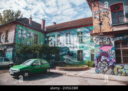 Metelkova Art Center visto a Lubiana, Slovenia Foto Stock