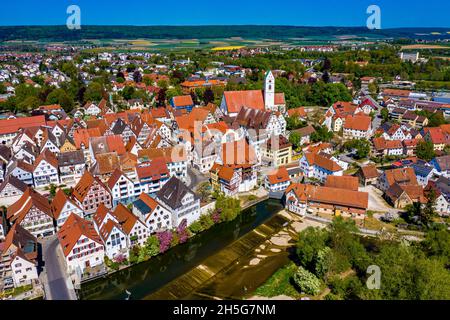 Riedlingen Luftbild | Die Stadt Riedlingen aus der Luft | Vista aerea della città tedesca Riedlingen Foto Stock