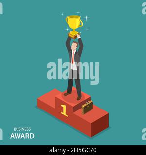 Business award concetto di flat vettoriale isometrico. Illustrazione Vettoriale