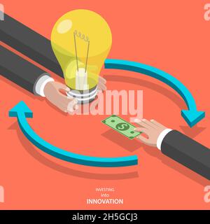 Investire nell'innovazione concetto di vettore isometrico piatto. Illustrazione Vettoriale