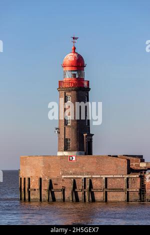 Geeste estuario breakwater light a Bremerhaven, Germania Foto Stock