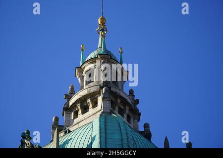 Torre del nuovo Municipio di Hannover dal 1913 Foto Stock