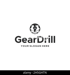 Design minimalista con logo GearDrill con silhouette circolare Illustrazione Vettoriale