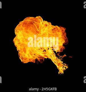 Fiamme realistiche, isolate su sfondo nero Foto Stock