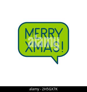 Parole buon Natale su una bolla di discorso. Pixel Perfect, icona tratto modificabile con disegno a linee colorate Illustrazione Vettoriale