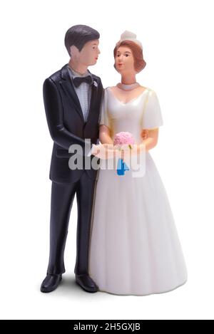 Torta nuziale Figurine Bride e Groroom Cut out. Foto Stock