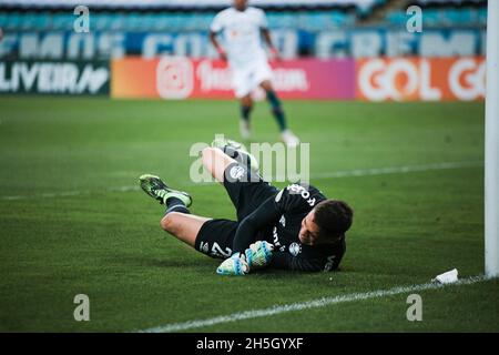 9 novembre 2021, Porto Alegre, Rio Grande do sul, USA: Campionato brasiliano di calcio: Gremio e Fluminense. 9 novembre 2021, Porto Alegre, Brasile: Partita di calcio tra Gremio e Fluminense, valida per il 31° round del Campionato di calcio brasiliano, tenutosi martedì (9) all'Arena do Gremio Stadium di Porto Alegre. Gremio ha vinto 1-0, con un gol segnato da Diego Souza. Credit: Matheus PE/TheNews2 (Credit Image: © Matheus PE/TheNEWS2 via ZUMA Press Wire) Foto Stock