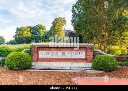 Clemson, SC - 17 settembre 2021: Clemson University Sign Foto Stock