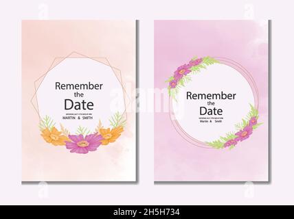 Acquerello naturale cosmo fiore e lasciare set design Illustrazione Vettoriale