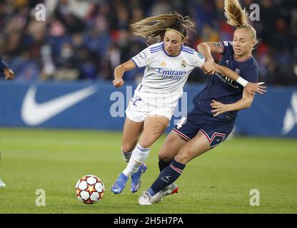 Parigi, Francia. 9 novembre 2021, Athenea del CASTILLO BEIVIDE del REAL MADRID in azione durante la UEFA Women's Champions League, giorno 3, partita tra Paris Saint-Germain e Real Madrid il 9 novembre 2021 allo stadio Parc des Princes di Parigi, Francia. Foto di Loic Baratoux/ABACAPRESS.COM Foto Stock