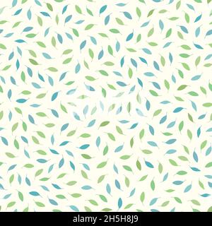 Sfondo del motivo lamelle. Vector Spring natura disegno senza giunture di foglie verdi disegnate a mano. Illustrazione Vettoriale