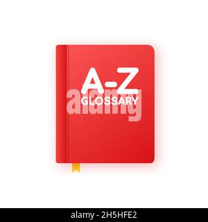 Glossario. Badge con libro. Icona Dizionario. Illustrazione dello stock vettoriale. Illustrazione Vettoriale