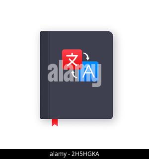 Traduzione e servizio di traduzione. Documenti di traduzione in poliglot, libri. Illustrazione dello stock vettoriale. Illustrazione Vettoriale