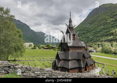 Chiesa di Borgund Stave, Sogn og Fjordane, Norvegia, Chiesa di Borgund Stave, Sogn og Fjordane, Norvegia Foto Stock