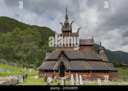 Chiesa di Borgund Stave, Sogn og Fjordane, Norvegia, Chiesa di Borgund Stave, Sogn og Fjordane, Norvegia Foto Stock
