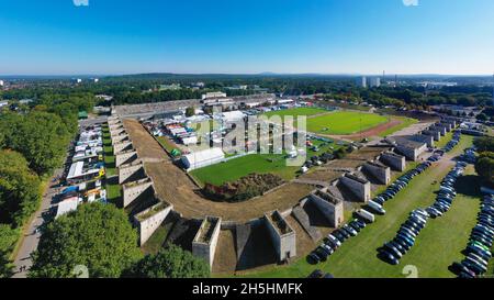 Vista aerea, Cirquit, German Touring Car Masters, DTM al circuito di Norisring Street, circuito automobilistico a Dutzendteich, ex sede del partito nazista Rally Foto Stock