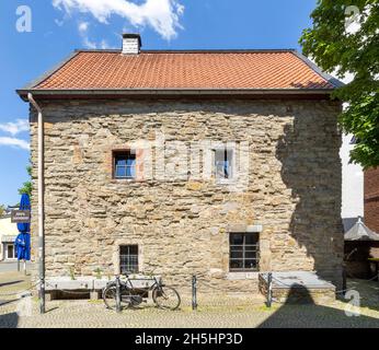 Altes casa in pietra, Ratingen, Renania settentrionale-Vestfalia, Germania Foto Stock