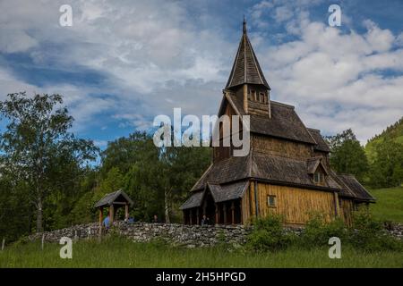 Urnes Stave Church, Urnes, Lustrafjord, Sogn og Fjordane, Norvegia Foto Stock