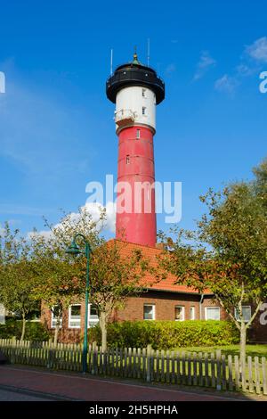 Vecchio faro, Wangerooge, Isola Frisone orientale, Frisia orientale, bassa Sassonia, Germania Foto Stock