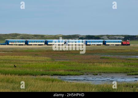 Isola ferroviarie, Wangerooge, Est Frisone Isola, Frisia orientale, Bassa Sassonia, Germania Foto Stock