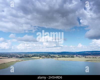 Immagine aerea da bosham guardando giù l'estuario verso il porto di Chichester e verso il mare Foto Stock