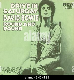 Copertina singola vintage - 1973- David Bowie - Drive in Saturday - D-UK Foto Stock