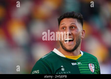 Foto del file datata 26-09-2021 del London Irish's Adam Coleman dopo la partita Gallagher Premiership al Brentford Community Stadium di Londra. Il blocco irlandese di Londra Adam Coleman ha ricevuto un divieto di tre partite dopo essere stato mandato fuori per un pericoloso attacco. Data di emissione: Mercoledì 10 novembre 2021. Foto Stock