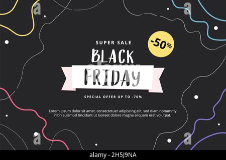 Black friday modello di banner moderno astratto con caratteri, illustrazione Foto Stock