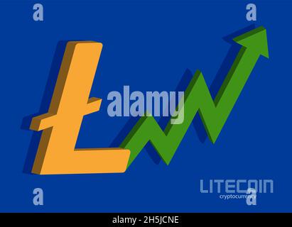 Icona di Litecoin e graf Bullran, vettore di denaro di fondo Illustrazione Vettoriale