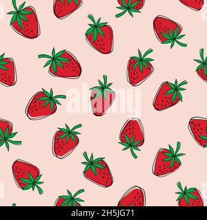Spaghetti di fragole senza cuciture. Sfondo illustrazione digitale Illustrazione Vettoriale