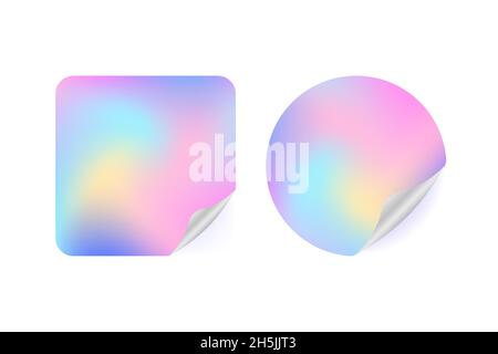 Adesivi olografici. Arcobaleno bianco lucido emblemi. Illustrazione dello stock vettoriale. Illustrazione Vettoriale