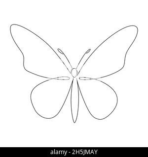 Linea di Butterfly continua art. Illustrazione digitale semplice Illustrazione Vettoriale