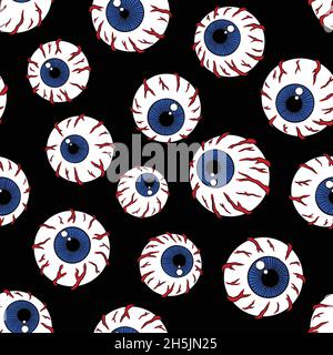 Eyeballs modello senza cuciture. Sfondo grafico digitale spettrale. Illustrazione Vettoriale