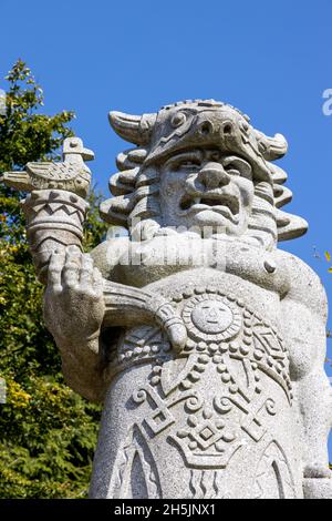 Socha Radegast, hora Radhost, Pustevny, Beskydy, Ceska republika / Pagan dio Radegast, Radhost collina, montagne Beskydy, repubblica Ceca Foto Stock