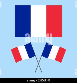 Bandiera francese ondulata. Bandiera della Francia. Illustrazione dello stock vettoriale. Illustrazione Vettoriale