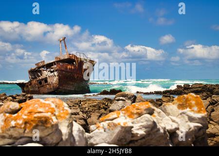 Il naufragio di Meisho Maru all'estremità meridionale del Sudafrica, vicino a Capo Agulhas. Foto Stock