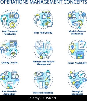 Set di icone del concetto di gestione delle operazioni Illustrazione Vettoriale