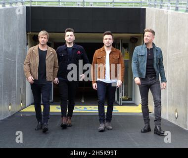 Westlife all'annuncio dei concerti dello stadio Aviva 2022 a Dublino Irlanda Foto Stock