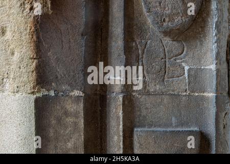 Graffiti dettaglio a la Chiesa di Santa Maria e San Pietro a Kelsale, Suffolk Foto Stock