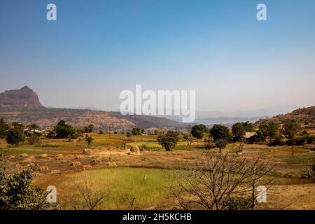 Paesaggio dei Ghati occidentali nei pressi di Lonavala, Maharastra, India; Maval, Maharashtra, India Foto Stock