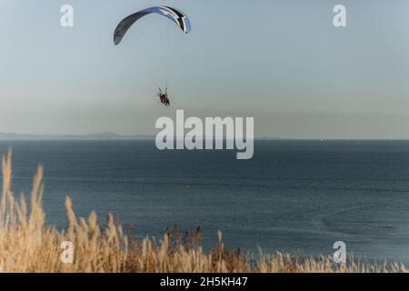 Parapendio tandem sul mare Foto Stock