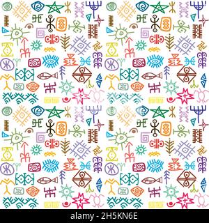 Sfondo colorato wirh simboli etnici Illustrazione Vettoriale