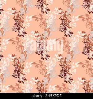 Vettore foglia di acanto sfondo di pattern senza giunture. Moderna presa su arte e artigianato stile disegno a mano lascia sfondo. Elegante design botanico in tonalità di Illustrazione Vettoriale