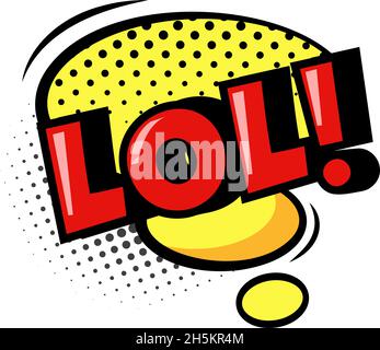 Bolla lol punteggiata per caricatore isolato su bianco. Vector lol bubble vintage, halftone fumetto, testo disegno retro illustrazione Illustrazione Vettoriale