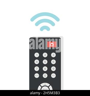 Telecomando. Telecomando TV con segnale wireless. Illustrazione vettoriale, design piatto Illustrazione Vettoriale