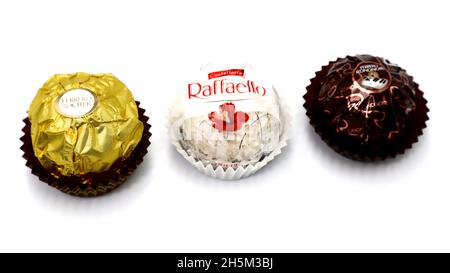 Ferrero Rocher, Rondnoir e Raffaello cioccolato premium Foto Stock