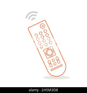Telecomando. Telecomando TV con segnale wireless. Illustrazione vettoriale, design piatto Illustrazione Vettoriale