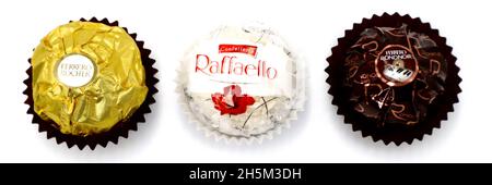 Ferrero Rocher, Rondnoir e Raffaello cioccolato premium Foto Stock
